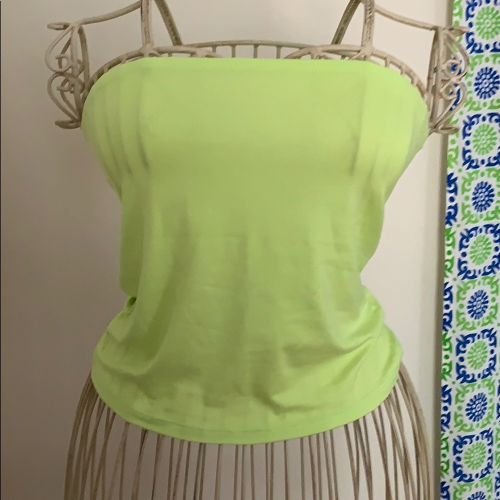 Neon green tube top!